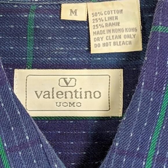 Valentino Blue Tartan plaid pattern long sleeve dress shirt sz Medium HOST PICK - Picture 3 of 5